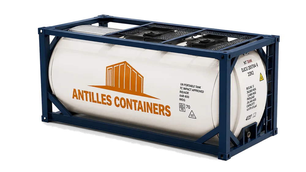 Container 20 pieds tank (citerne) — conteneur maritime disponible aux Antilles