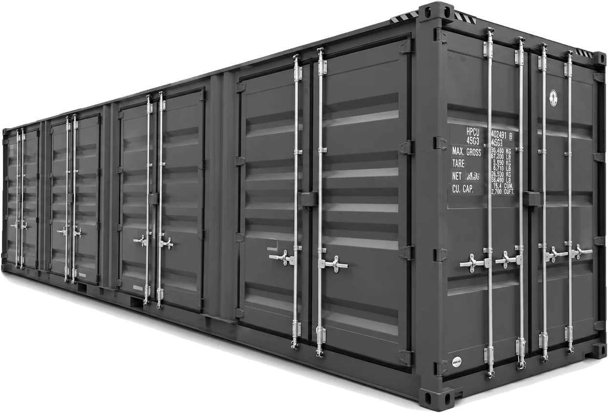 Container 40 pieds High Cube 4 portes latérales — vente et location en Guadeloupe et Martinique