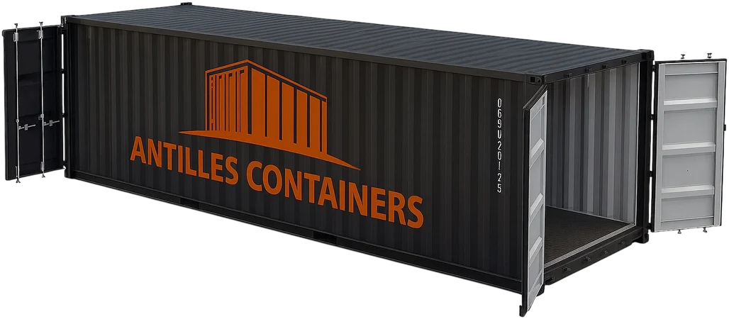 Container 40 pieds High Cube double porte — vente et location en Guadeloupe et Martinique